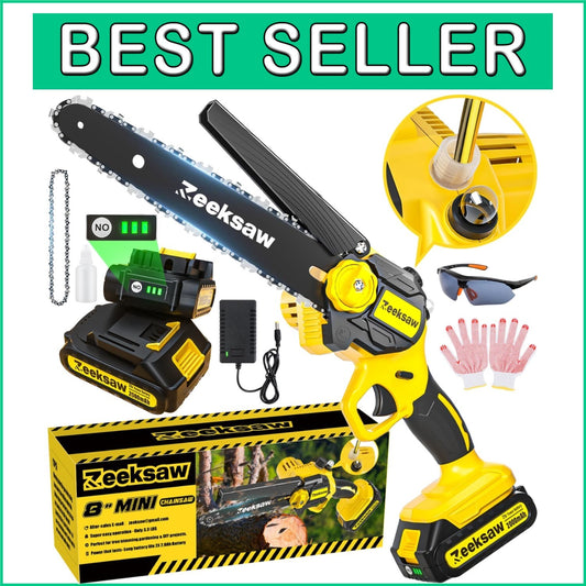 8-Inch Cordless Electric Chainsaw with Automatic Oiler & 2 Batteries Included