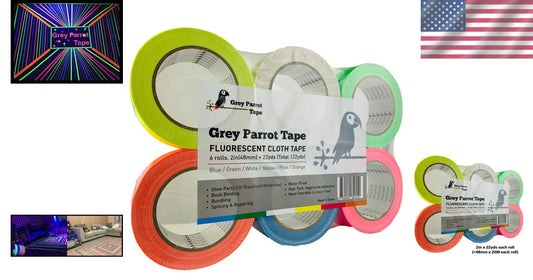 Vibrant Neon Glow Tape - 6-Pack, 66ft Rolls, ideal for DIY Decorations & Parties