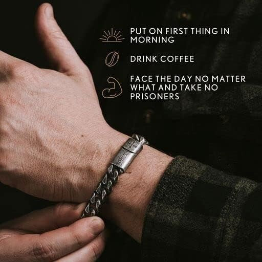 Fearless Men's Link Bracelet - Knights Templar 'Never Surrender' Stainless Steel