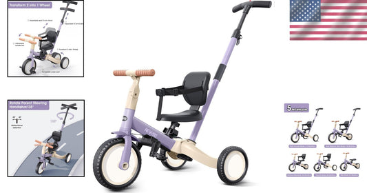 Adjustable Purple Toddler Tricycle with Safety Features - Perfect Birthday Gift