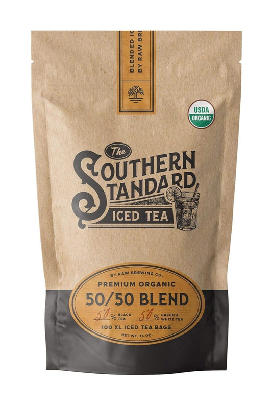 50/50 Organic Tea Blends: 100 XL Bags for Authentic Southern Iced Tea Experience