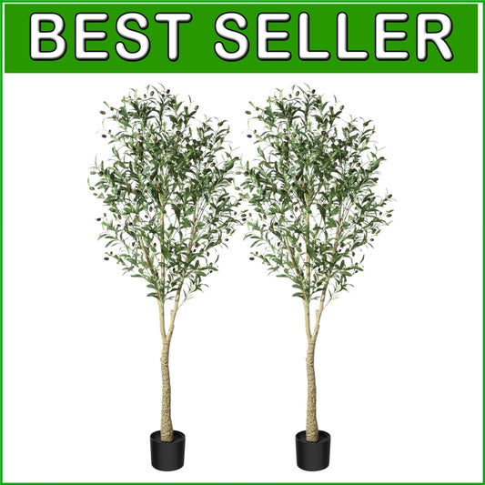6Ft Artificial Olive Tree Plant - Realistic Faux Greenery for Home & Office