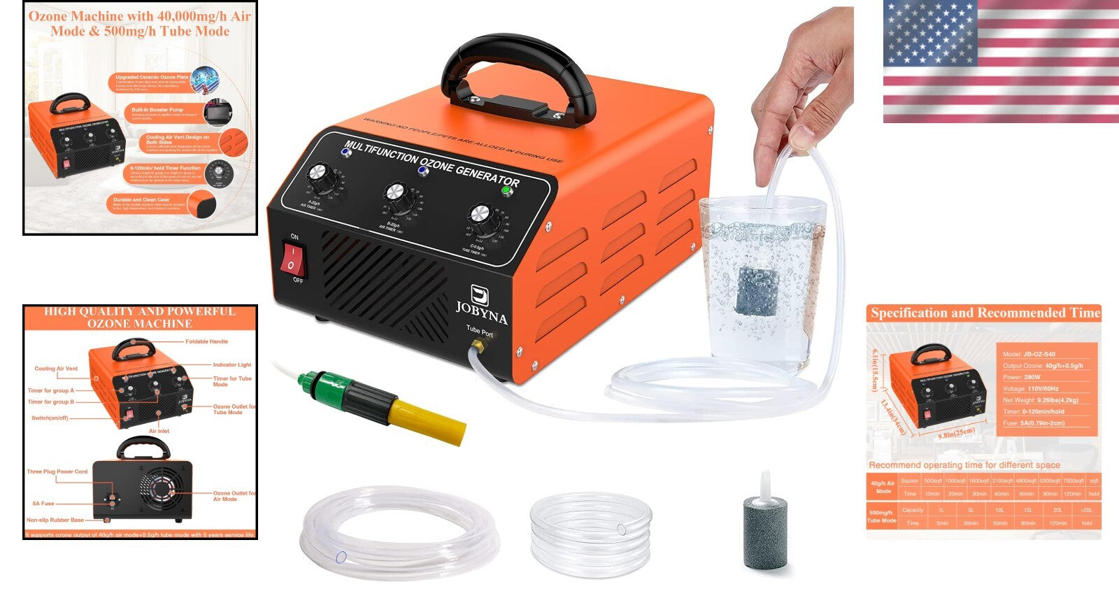 Ozone Machine 40,000mg/h Air & 500mg/h Water - Powerful Odor Eliminator for Home