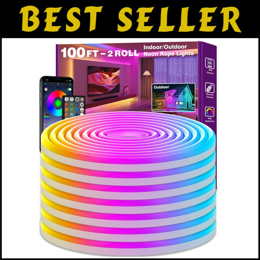 Eco-Friendly 100FT RGB Neon Lights - App & Remote Control with Music Sync