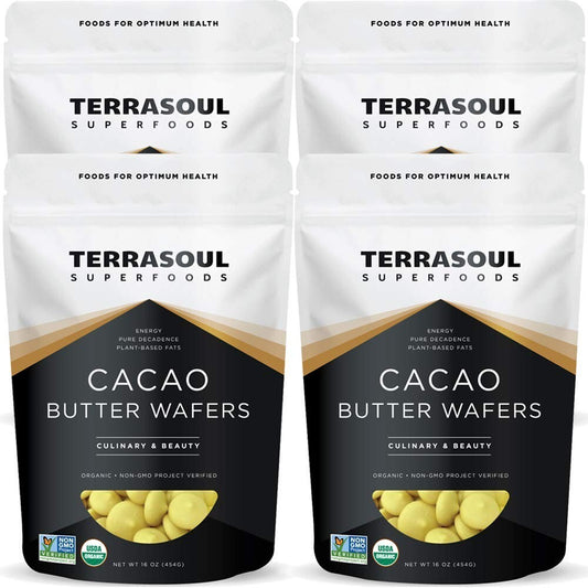Cold-Pressed Organic Cacao Butter Wafers 4 Lbs - Ideal for Keto & Vegan Diets