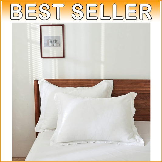 Classic 100% French Linen Pillow Shams - Breathable & Eco-Friendly, Set of 2