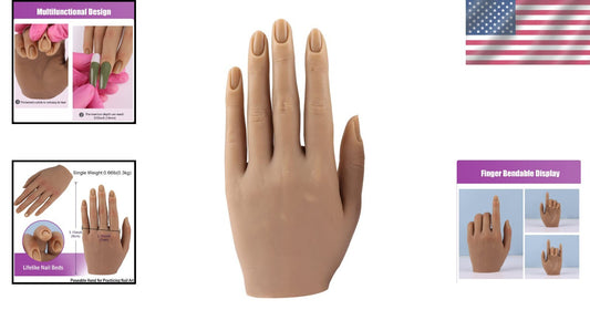 Light Brown Silicone Mannequin Hand - Life-Size Nail Art Display & Practice