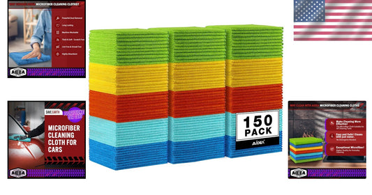 Durable Microfiber Cleaning Rags - 150PK Absorbent Towels for All Surfaces