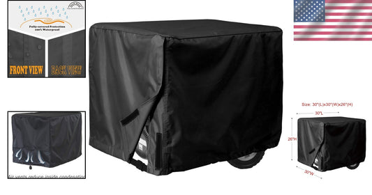 Custom Fit Waterproof Generator Cover 30x30 for All Seasons Protection - Black