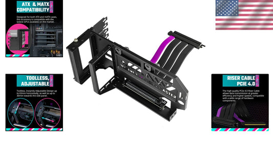 Vertical GPU Card Holder Kit V3 with PCIe 4.0 Riser Cable - ATX/mATX Compatible