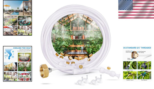 92FT Misting Cooling System with 26 Brass Nozzles for Ultimate Outdoor Comfort