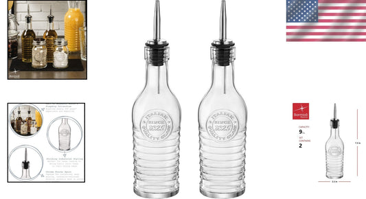 Elegant 270 ml Glass Bottles for Olive Oil & Vinegar with Stainless Steel Spouts