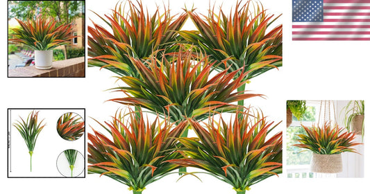 32Pcs UV Resistant Lush Faux Plants - Red Plastic Grass for Indoor/Outdoor Décor