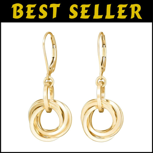 Trendy 14K Gold Filled Chunky Circle Dangling Earrings - For Everyday Wear
