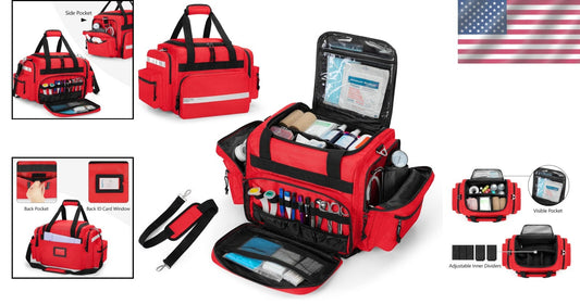 Lightweight Red Trauma Bag with Multiple Pockets - Perfect for EMT & Outdoor Use