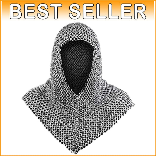 Durable 4-Pound Chainmail Coif Armor - Medieval Neck Protection in 18.75 Inches