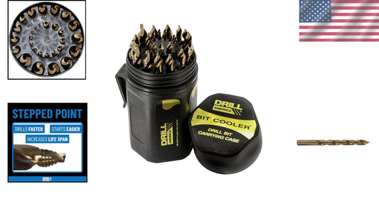 Gold Oxide Cobalt Stepped Point Drill Bits, 29 pcs for Multi-Material Drilling