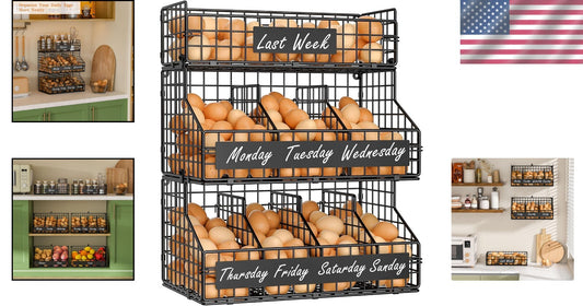 XXL Large Egg Holder with 5 Adjustable Dividers & DIY Nameplate for Easy Storage