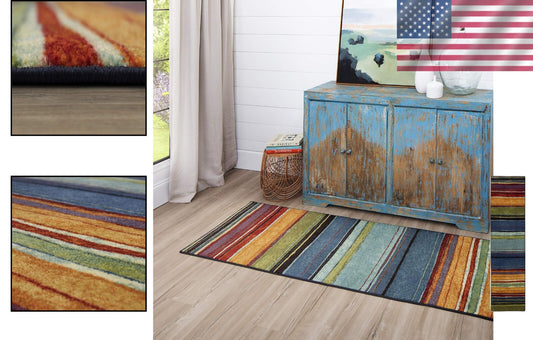 Elegant and Functional 2' x 8' Stain Resistant Stripe Area Rug for Living Spaces
