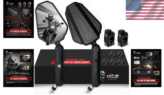 Durable Foldable Aluminum Motorcycle Mirrors for Enhanced Street & Dirt Riding