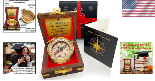 Unique Personalized Graduation Gift - Inspirational Compass with Keepsake Box