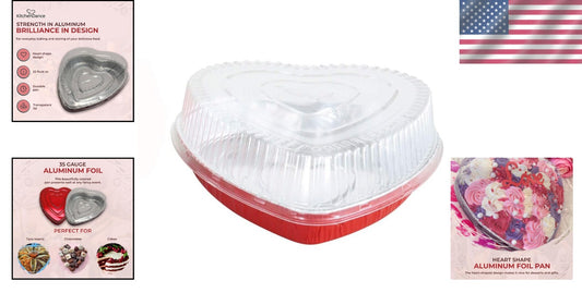 8-Inch Disposable Heart Baking Tins with Snap-On Lids - Perfect for Treats!