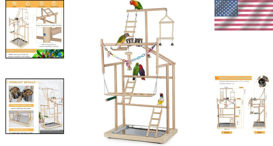 Modern 37-Inch Parrot Playground with Easy Setup - Ideal Bird Gym Experience