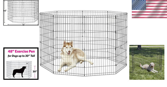 X-Large Metal Dog Exercise Pen - 24"W x 48"H Modular Panels for Versatility