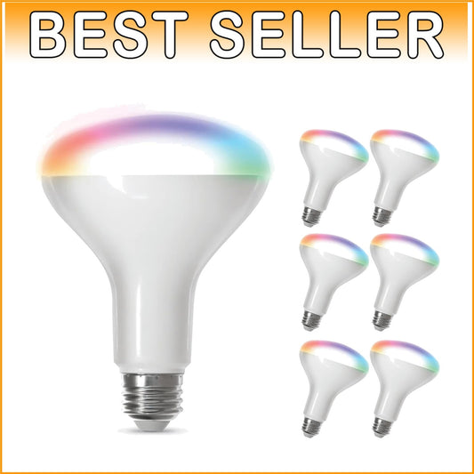 Energy-Efficient BR30 Smart LED Light Bulbs, 6-Pack with Color Changing Features