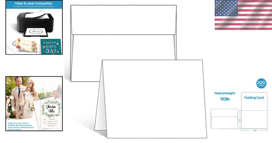 Versatile 200 Pack of A7 Blank Cards & Envelopes - Ideal for Weddings & Showers