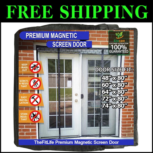 Easy Install Magnetic Screen for Large Doors - Snap Shut Design & Durability