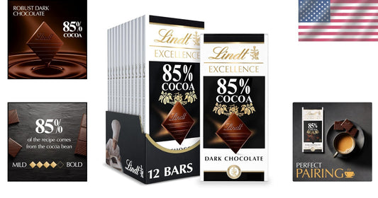 Silky EXCELLENCE 85% Cocoa Dark Chocolate Bars - 12 Pack, Perfect for Indulgence