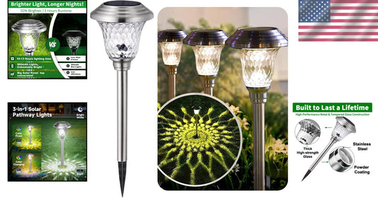 Elegant Solar-Powered Outdoor Lights for Garden Path - 8 Pack Stainless Steel