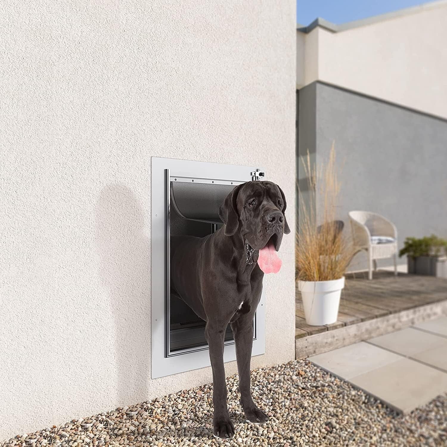 Energy-Efficient Large Pet Door with Telescoping Tunnel for Easy Access