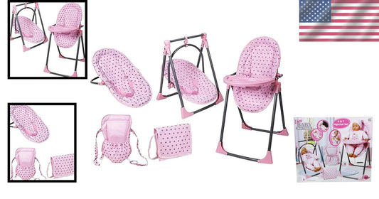 Lightweight 6-in-1 Baby Doll Highchair: Portable Swing, Carrier & Diaper Bag
