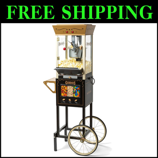 Family-Friendly 8 Oz Popcorn Maker with 32 Cup Capacity & Safety Glass Design