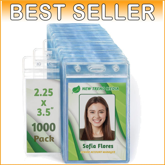 1000 Count Premium Vertical PVC Card Holders with Zipper for Events and Offices