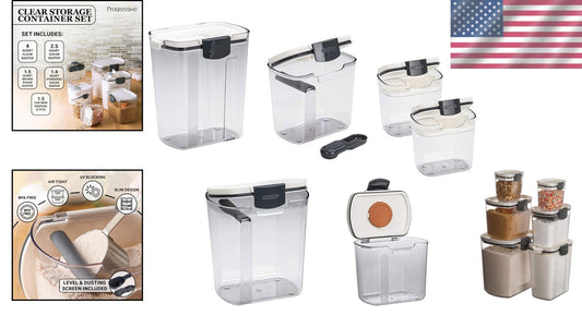 6-Piece Airtight Clear Plastic Storage Set for Flour, Sugar & Baking Essentials