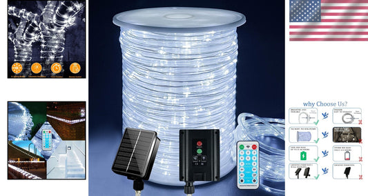 600 LED Solar Outdoor String Lights - Remote Control & Timer Included, 60m