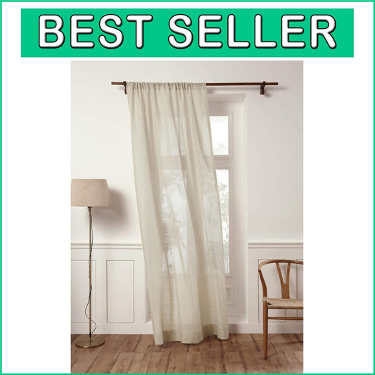Elegant 100% Pure Flax Linen Sheer Curtain 52x45 - Light Filtering Panel