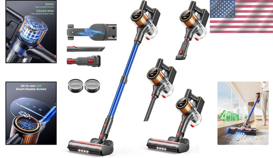 X9 Cordless Vacuum: 550W, Self-Standing Vacuum for Pet Hair & All Floor Types
