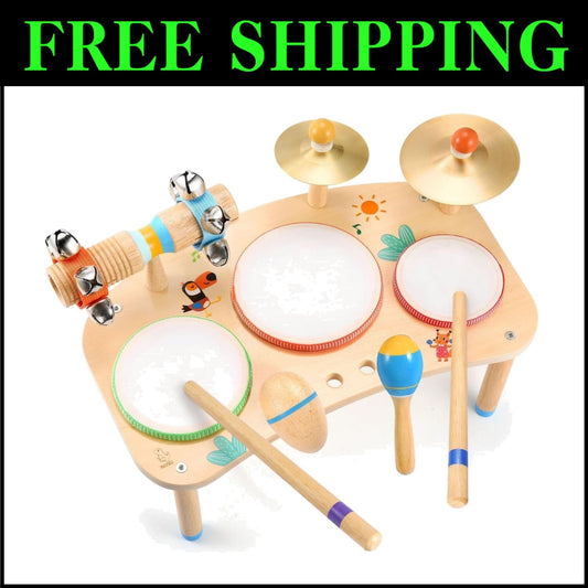Sturdy Kids Drum Set with Professional Sound - 11 Musical Instruments Included