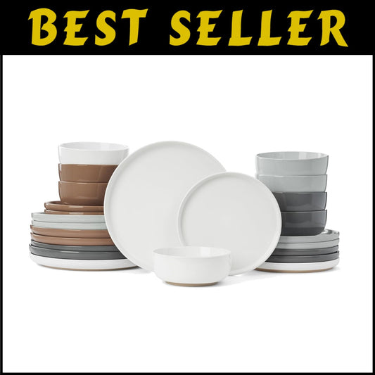 Stackable 24-Piece Dinnerware Set - Stylish Stoneware for Modern Homes