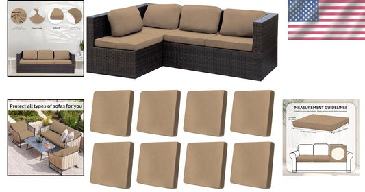 Comprehensive Protection: 8Khaki Outdoor Cushion Covers - Sofa & Chair Use