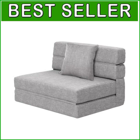 Ergonomic Space-Saving Twin Sleeper Sofa Bed in Light Gray - Perfect for Guests