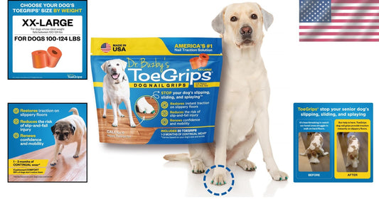 20-Count Dog Toenail Grips - Instant Floor Traction for Senior Dogs - XXLarge