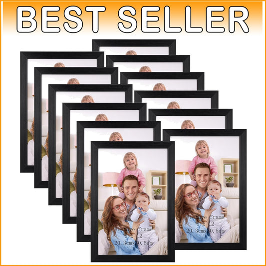 Elegant 8x12 Black Glossy Picture Frame Set - 12 Pack for Stylish Displays