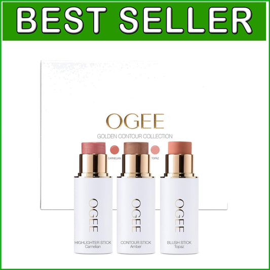 Face Stick Trio - Organic Bronzer, Blush & Highlighter for Effortless Glow