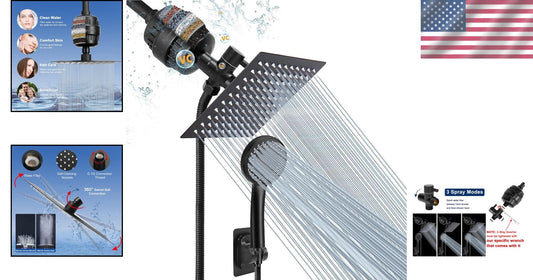 8-Inch High Pressure Shower Head with Handheld & Replaceable Filter Cartridge