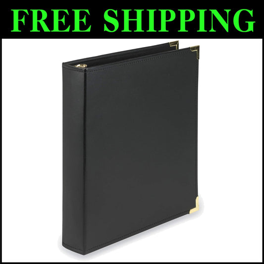 Classic Black Presentation Binder with Brass Round Rings - Holds 325 Sheets